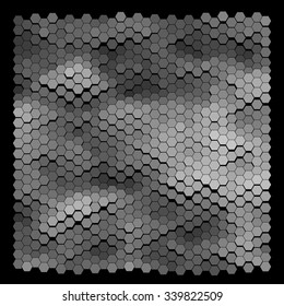 Abstract hexagonal pattern on a black background