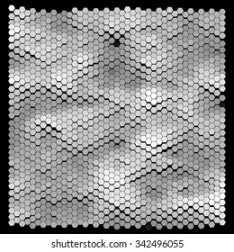 Abstract hexagonal pattern on a black background