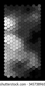 Abstract hexagonal pattern on a black background