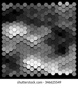 Abstract hexagonal pattern on a black background