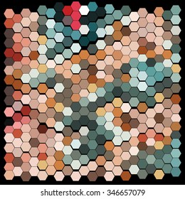 Abstract hexagonal pattern on a black background