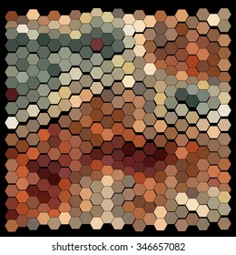 Abstract hexagonal pattern on a black background