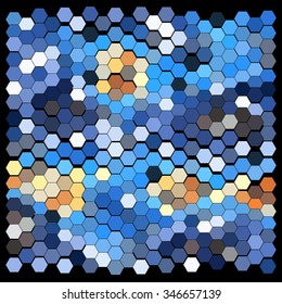 Abstract hexagonal pattern on a black background