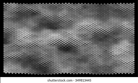 Abstract hexagonal pattern on a black background