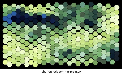 Abstract hexagonal pattern on a black background