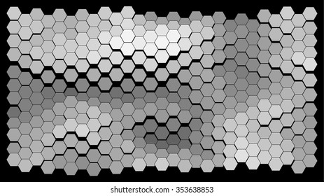 Abstract hexagonal pattern on a black background