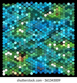 Abstract hexagonal pattern on a black background