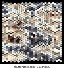 Abstract hexagonal pattern on a black background