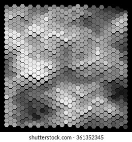 Abstract hexagonal pattern on a black background