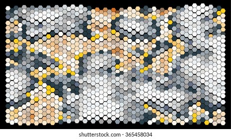 Abstract hexagonal pattern on a black background