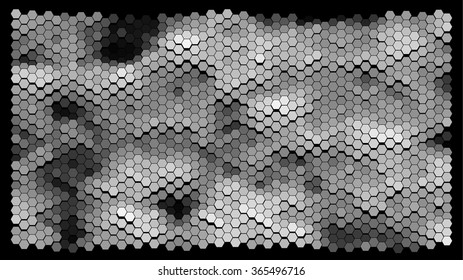 Abstract hexagonal pattern on a black background