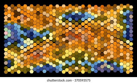 Abstract hexagonal pattern on a black background