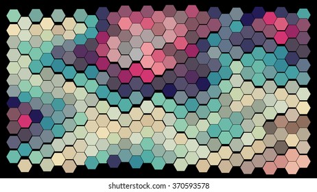 Abstract hexagonal pattern on a black background