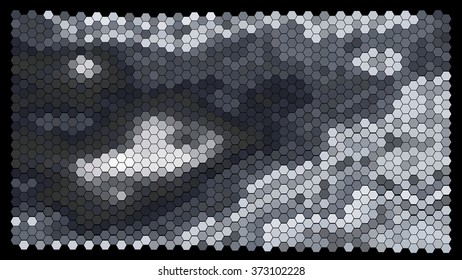 Abstract hexagonal pattern on a black background