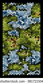 Abstract hexagonal pattern on a black background