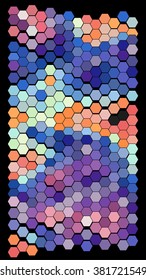 Abstract hexagonal pattern on a black background