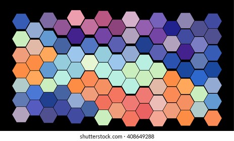 Abstract hexagonal pattern on a black background