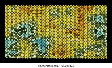 Abstract hexagonal pattern on a black background