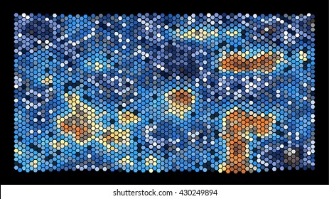 Abstract hexagonal pattern on a black background