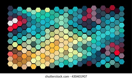 Abstract hexagonal pattern on a black background