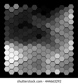 Abstract hexagonal pattern on a black background