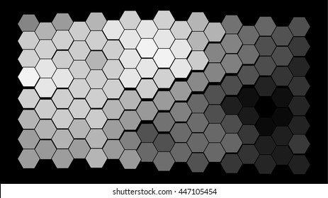 Abstract hexagonal pattern on a black background