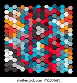 Abstract hexagonal pattern on a black background