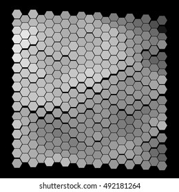 Abstract hexagonal pattern on a black background