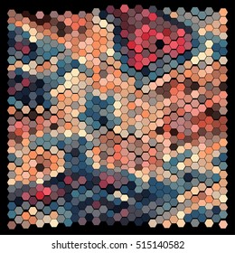 Abstract hexagonal pattern on a black background