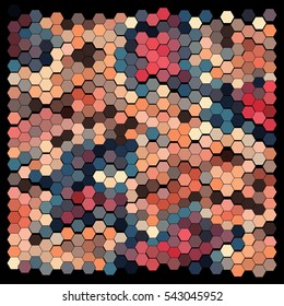 Abstract hexagonal pattern on a black background