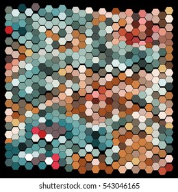 Abstract hexagonal pattern on a black background
