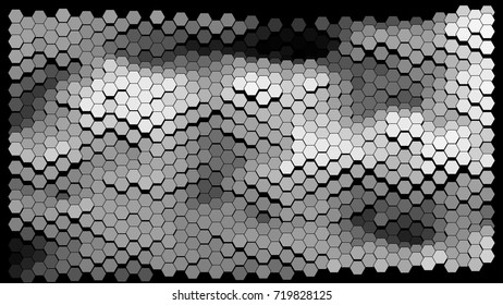 Abstract hexagonal pattern on a black background