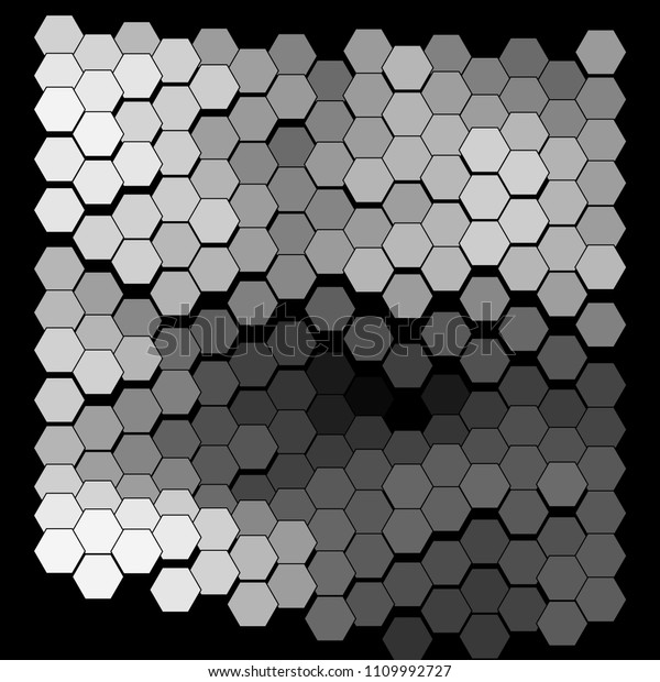 Abstract Hexagonal Pattern On Black Background Stock Vector Royalty