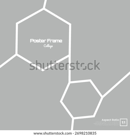 Abstract Hexagonal Photo Frame Collage Template on Square Poster Layout