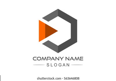 abstract hexagonal play multimedia icon