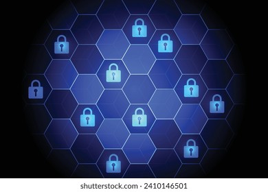 Abstract hexagonal premium security cyber digital concept. Blockchain structures in technology background and science style. Vector illustration