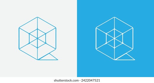 abstract hexagonal q letter logo icon