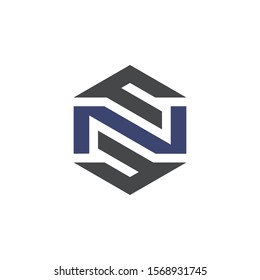 abstract hexagonal ribbon letter NS