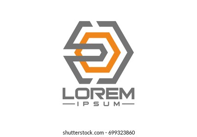 abstract hexagonal ribbon logo concept