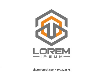 abstract hexagonal ribbon logo concept
