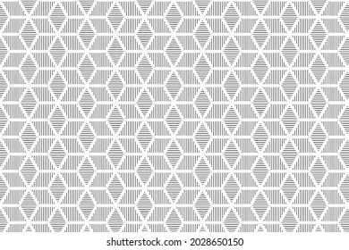 Abstract hexagonal seamless pattern design. Repeating geometric tiles with linear triangles. Vector illustration