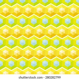 Abstract hexagonal seamless pattern in lemonade colors