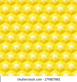 Abstract hexagonal seamless pattern in sunny-yellow color