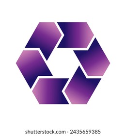 Abstract hexagonal shape isolated on white background. Logotype design. Vector illustration.