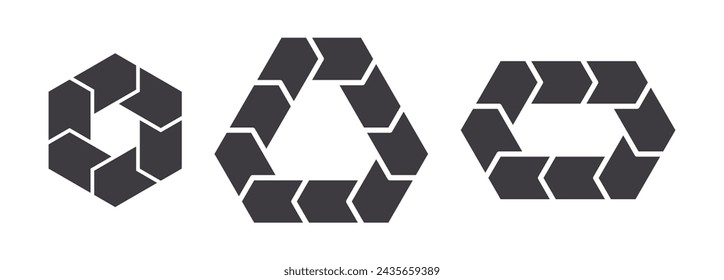 Abstract hexagonal shape isolated on white background. Logotype design. Vector illustration.