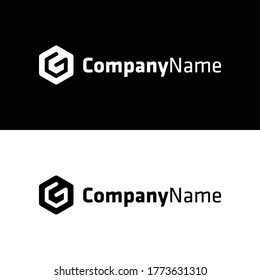 Resumen del logotipo de forma hexagonal del alfabeto inglés 'G' con colores planos.