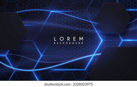 Abstract hexagonal shapes background with blue light effect