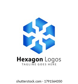 Abstract Hexagonal Spin Logos Design Vector Illustration Template