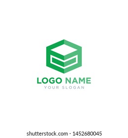 Abstract Hexagonal Strip Logo Template - Vector