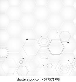 Abstract Hexagonal structures in technology and science style.